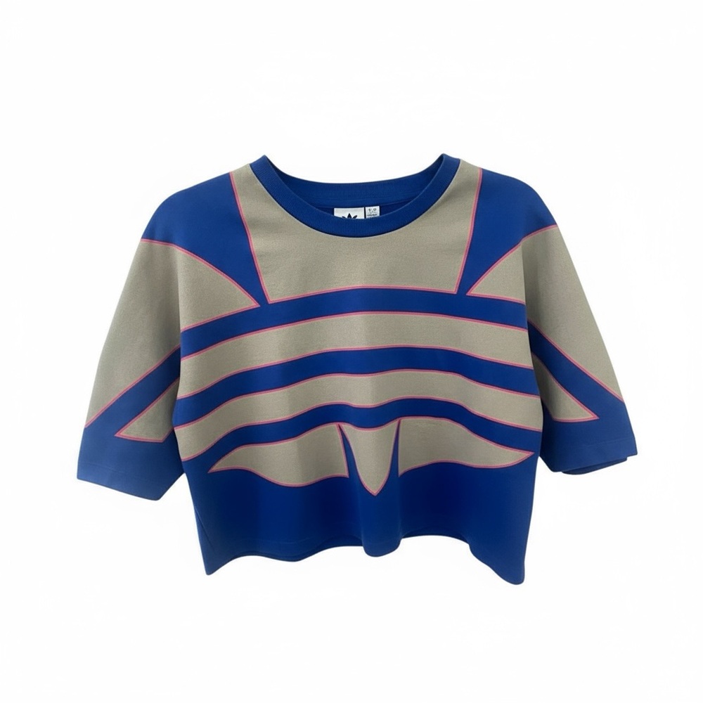 Adidas Originals Athletic Trefoil Graphic Crop Top Tee Blue/Gray/Pink (Women’s)